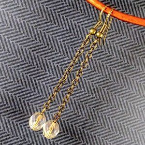 Gold Lined Bronze Chain Earrings